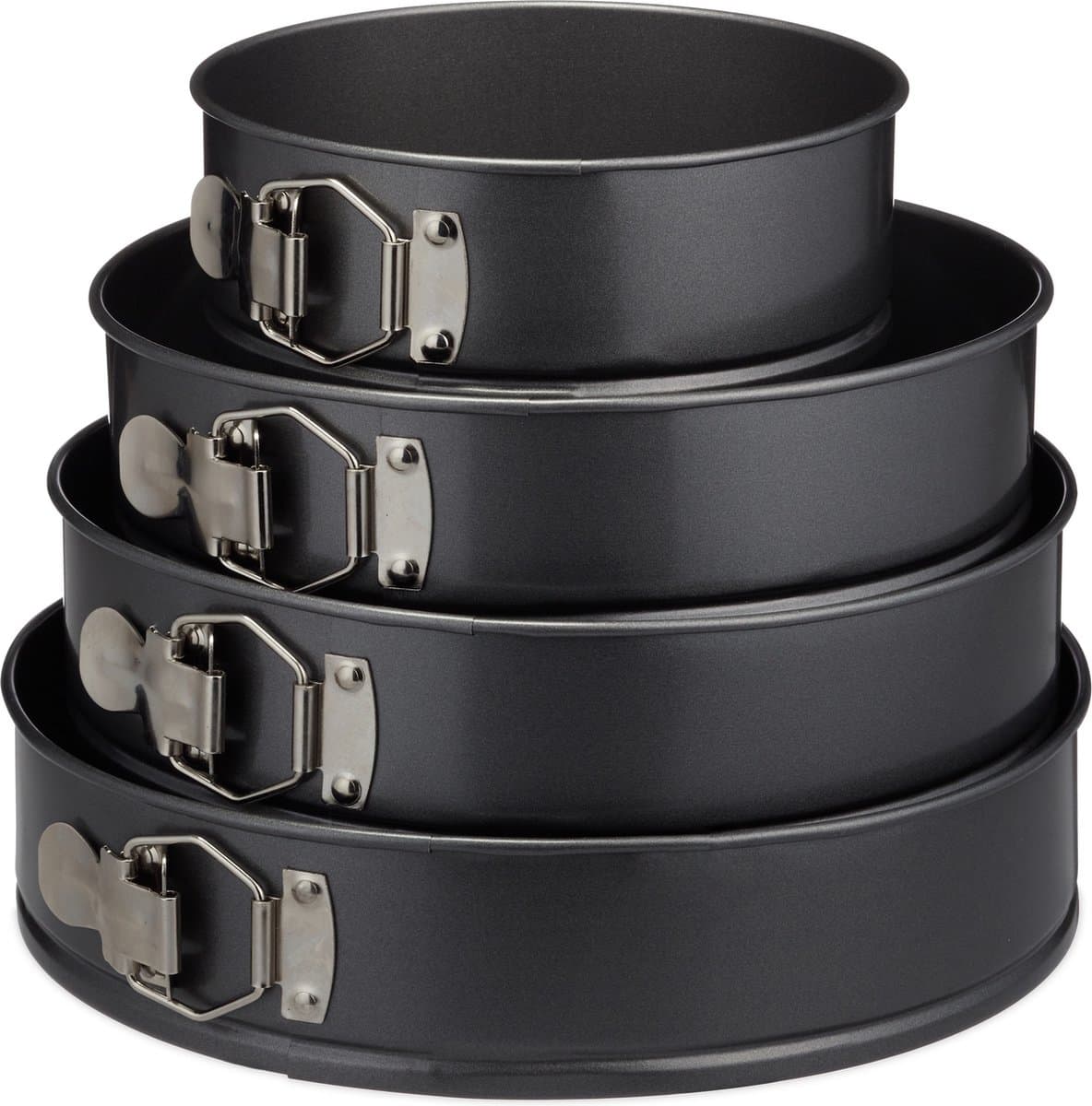 springvorm set 4-delig - Ø 18/24/26/28 cm - antiaanbak - hittebestendig tot 250°
