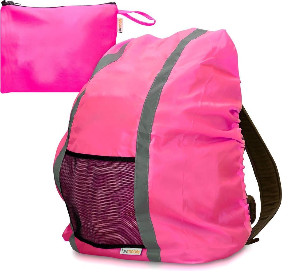kwmobile regenhoes voor je rugzak - Waterdichte bescherming voor schooltassen - Regenhoesset met reflecterende strepen