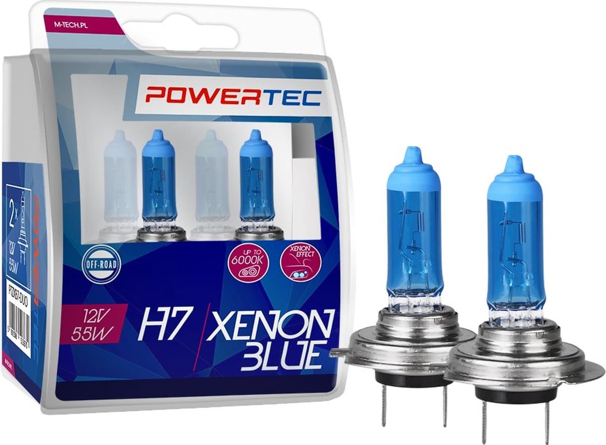 Powertec H7 12V Halogeenlampen – Xenon Blue – Set van 2