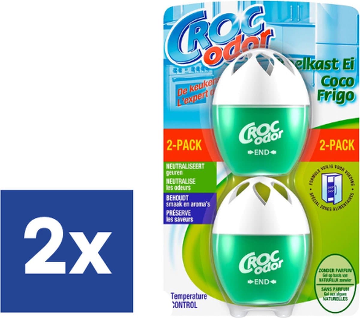 Croc Odor Geurverwijderaar Koelkast - 2 x 2 stuks