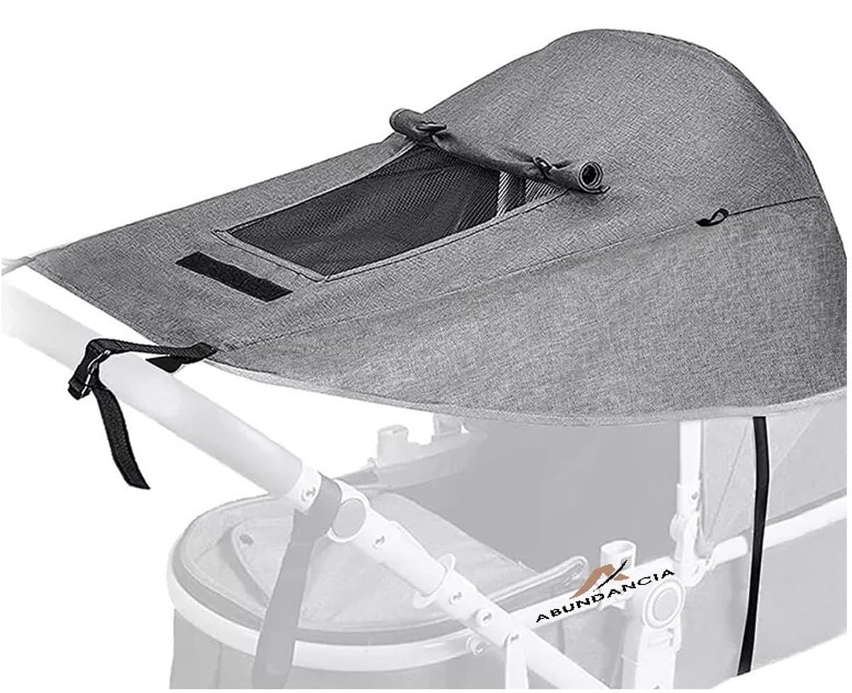 Abundancia® - Kinderwagen Zonnescherm - Wandelwagen/ Buggy accessoire - Zonnedoek - Spatwaterdicht - Ademend - UV-doek - Inclusief opbergtasje - Universeel - Grijs