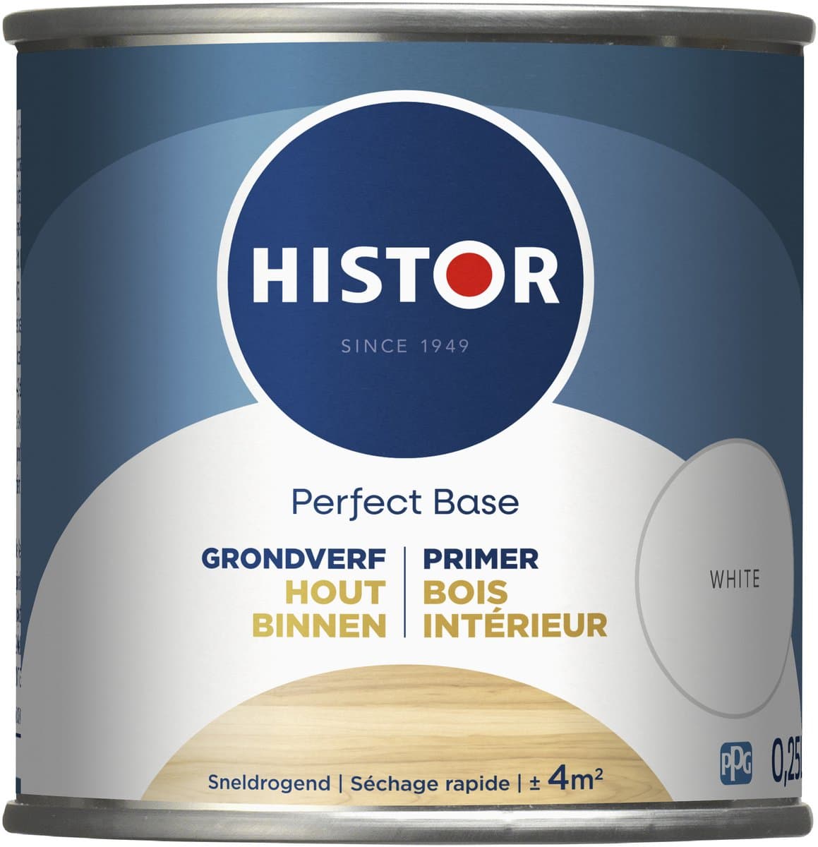 Histor Perfect Base Grondverf - Houtverf voor Binnen - Primer Verf voor Hout op Waterbasis - Uitstekende Hechting en Extra Dekking - Wit - 0.25 L