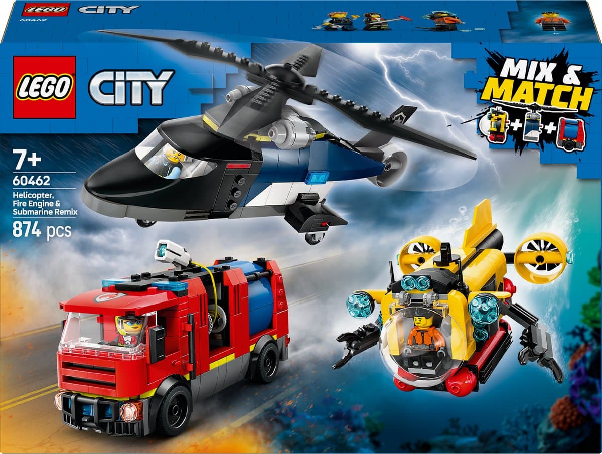 LEGO City Helikopter brandweerauto en onderzeeër remix - 60462