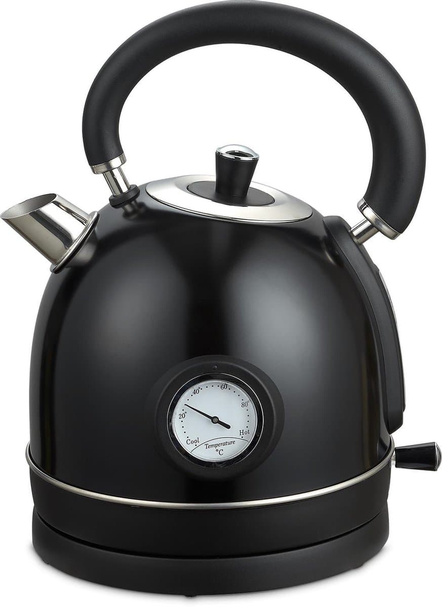 MOA Waterkoker Retro - 1,8 Liter - Elektrische Waterkoker - BPA-vrij - Anti Calcium Filter - RVS - 2200W- Zwart