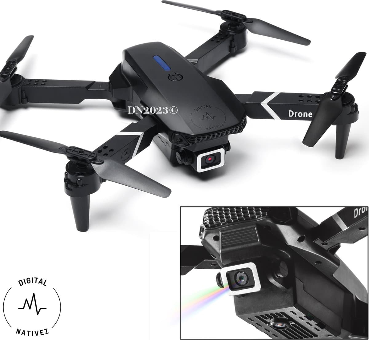 Digital Nativez zwarte drone met dual camera | incl. afstandsbediening | geschikt voor Iphone en Android | incl. handtas – dual camera