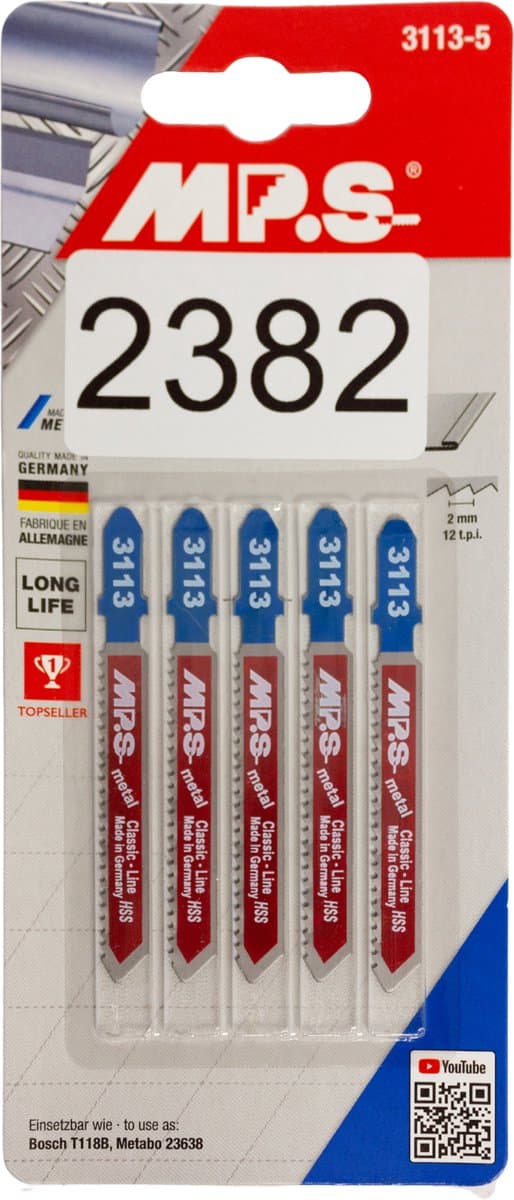 MPS - Zaagbladen - Decoupeerzaag - 5 stuks - Plastic - Aluminium - RVS - Hard board