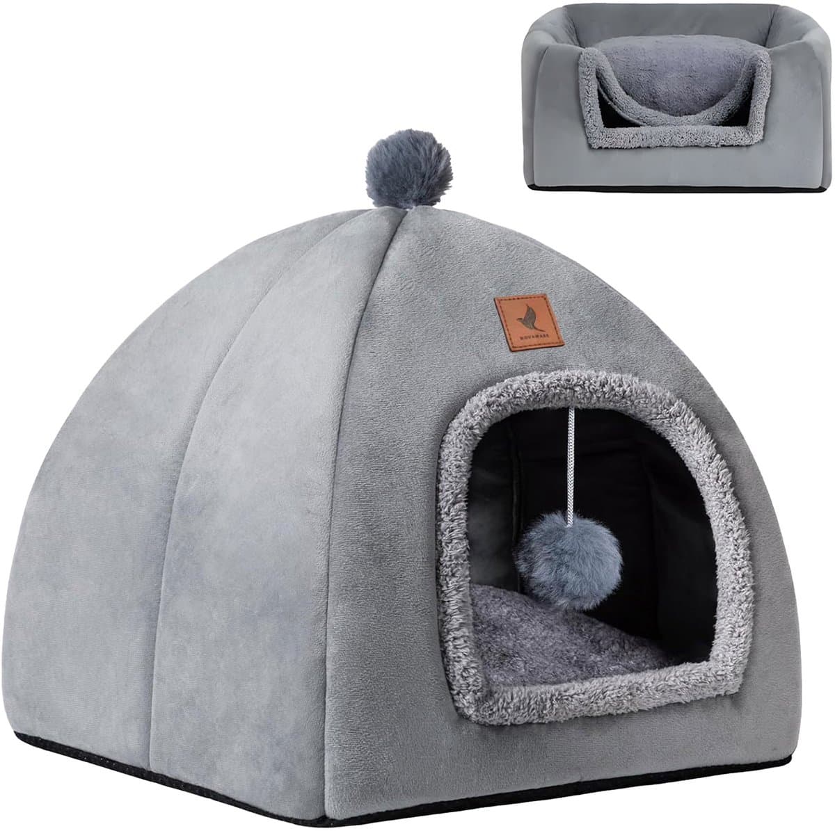 NovaWare Kattenmand - 2-in-1 Kattenbed - Kattenhuis - Poezenmand - Dierenmand - 40.5x40.5x40.5 cm