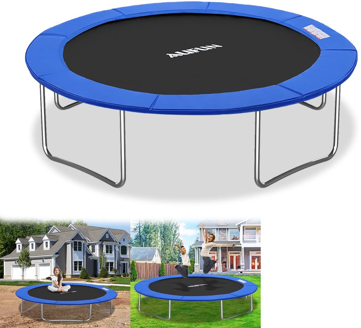 YRHome Trampoline-randafdekking, veerafdekking, Ø 244 cm, UV-bestendigheid, scheurbestendig, randbescherming, veiligheidsmat, trampoline-accessoires, standaardmaat voor trampolines blauw