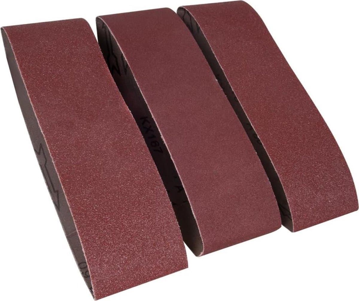 FERM - BSA1013 - Schuurbanden - 533x75mm - Set - Bestaande uit: - 1xK60 - 1xK80 - 1xK120 - Universeel - Geschikt - Voor - bandschuurmachine - Zeer geschikt voor - BSM1024 - Bandschuurmachine - 75x533mm