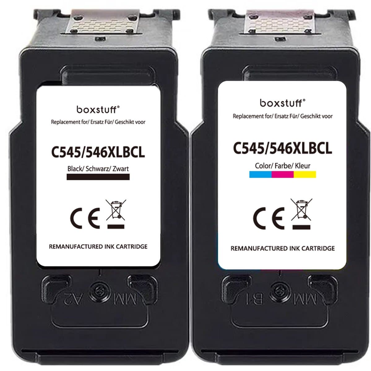 Boxstuff Inkt geschikt voor Canon PG-545 XL + CL-546 XL - Inkt Cartridge 2-pack voor Canon Pixma TS205 / TS305 / TS3350 / TS3150 / TS3151 / TS3355 / TR4550 / TR4551 / MG2550 / MG2555 / MG2950 / MG2450 / MX495 / MX490 Printer - Pack Kleur en Zwart