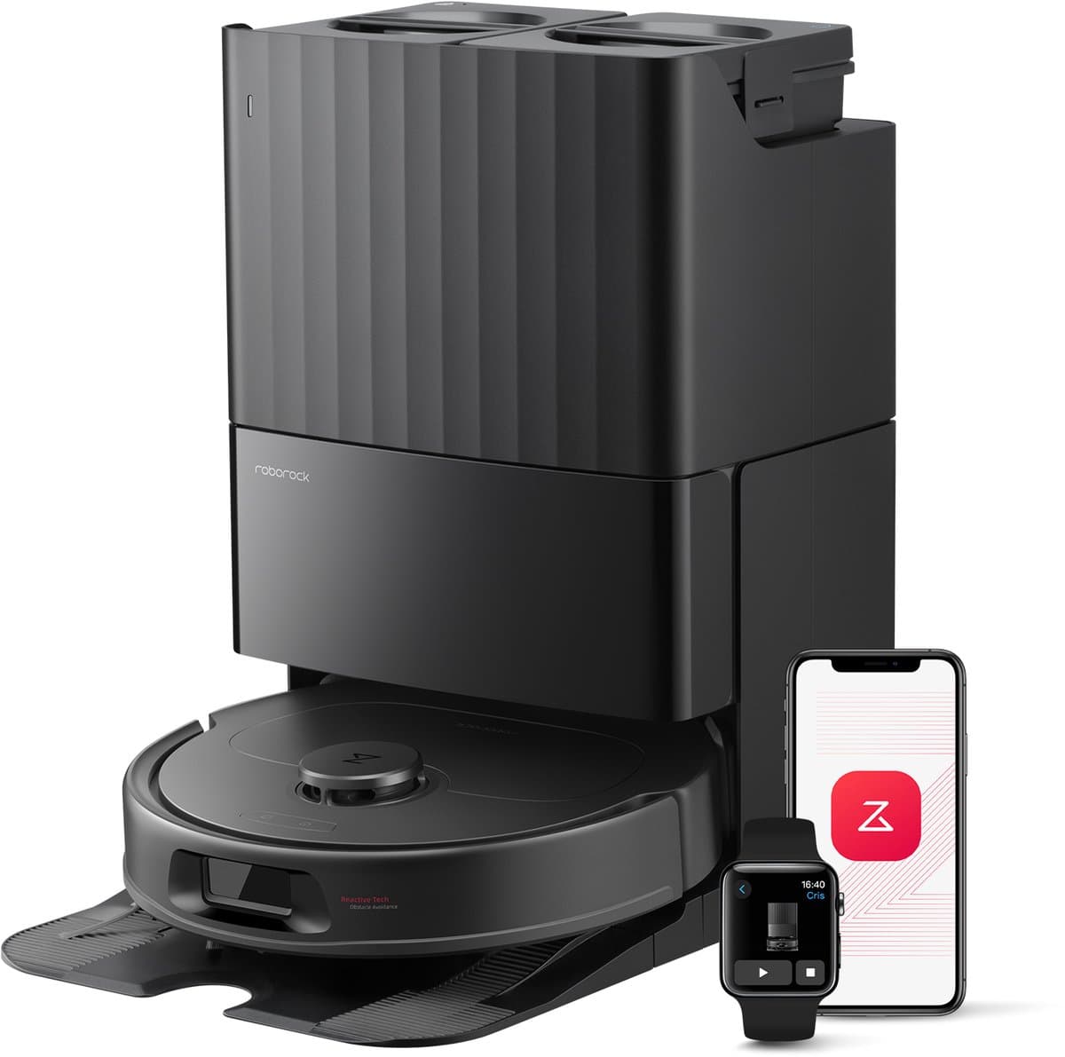 Roborock QV 35S Robotstofzuiger– 10000 Pa zuigkracht– Dubbele anti-klitborstels– Slimme obstakelvermijding– Dubbele opklapbare– Draaiende dweilen– Automatisch dweilen– Zelfdrogend– Zwart–Qrevo plus Upgrade