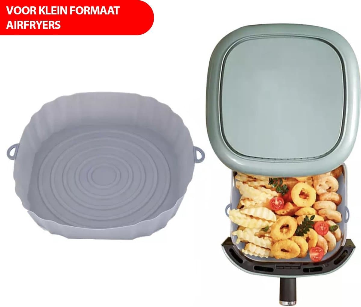 Siliconen AirFryer Mandje Grijs Small (16cm) – AirFryer Accesoires – AirFryer Bakjes Siliconen – AirFryer Siliconen Bakje – AirFryer Bakpapier Siliconen – AirFryer Bakje – AirFryer Bakvorm Siliconen – Heteluchtfriteuse