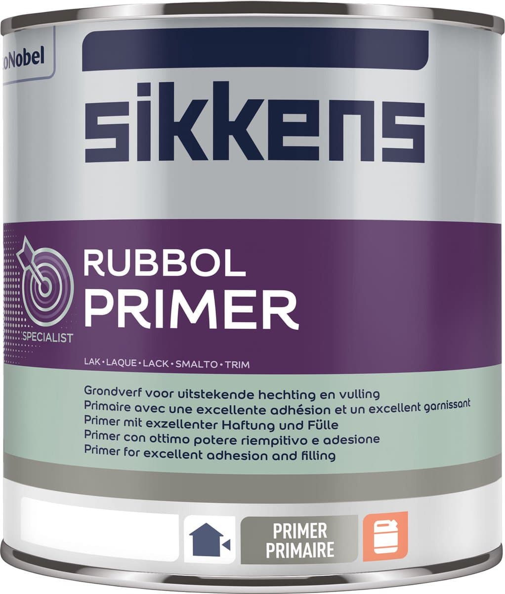 Sikkens Rubbol Primer Wit - 1 liter op kleur- Grondverf - Dekkend - Buiten - Mat -