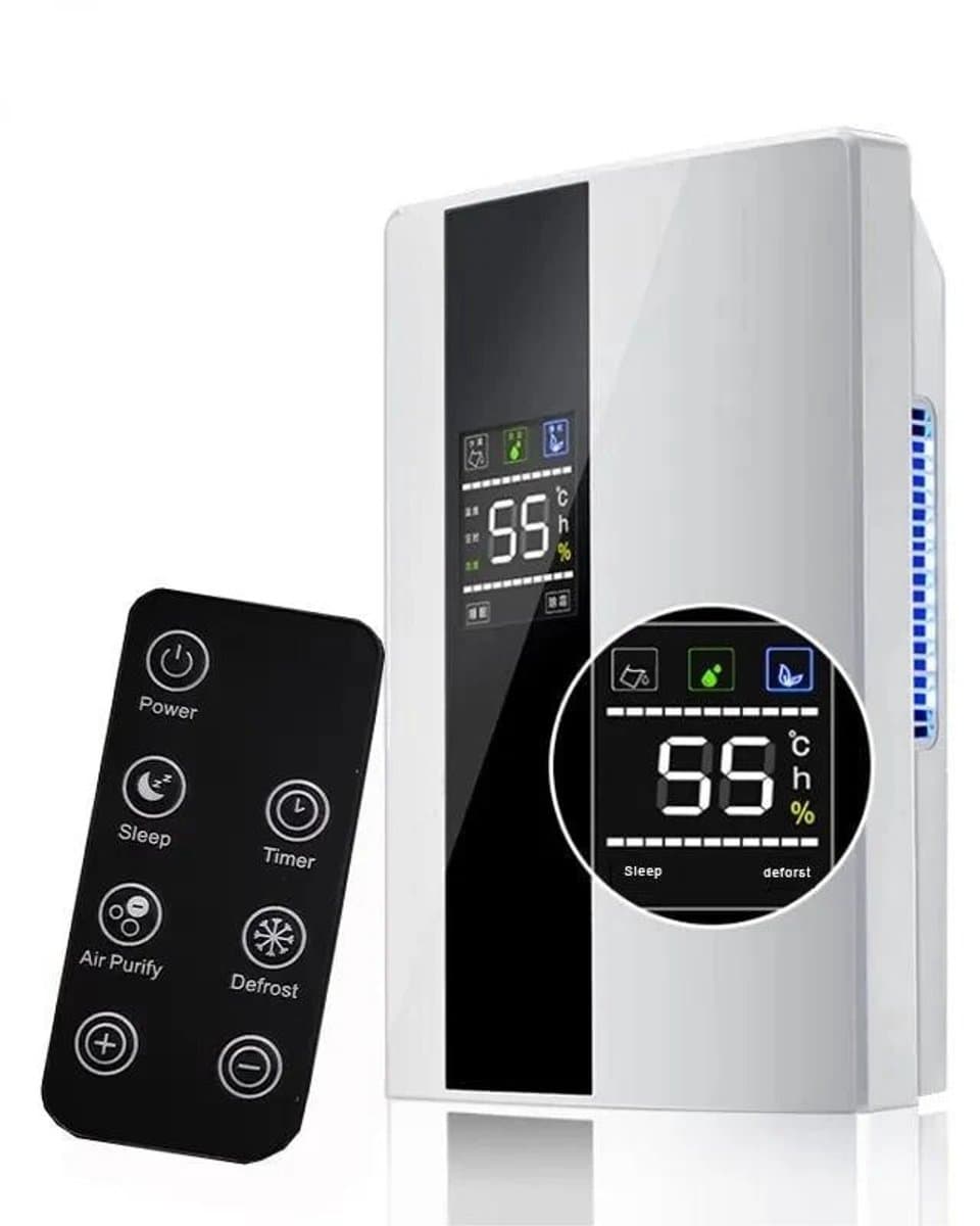 Stervia Luchtontvochtiger - Luchtreiniger - Air Purifier - H13 HEPA Filter - Fluisterstil 25 dB - Wit - 37.5 x 24.5 x 13.7 cm