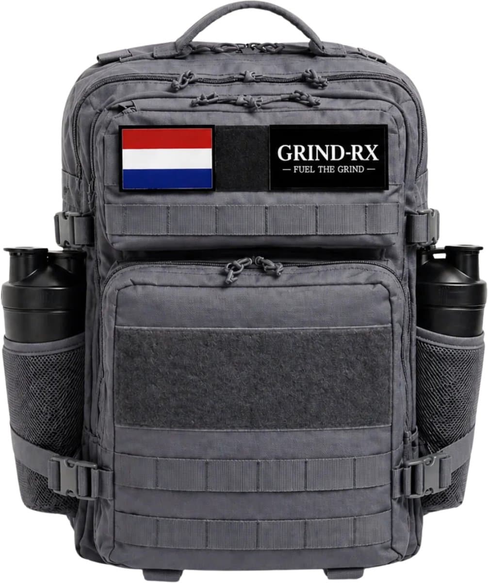GRIND-RX Tactical Backpack 45L - Sport & Travel Rugzak - Waterbestendig - Laptopvak - Multifunctionele Gym Tas - Urban Grey