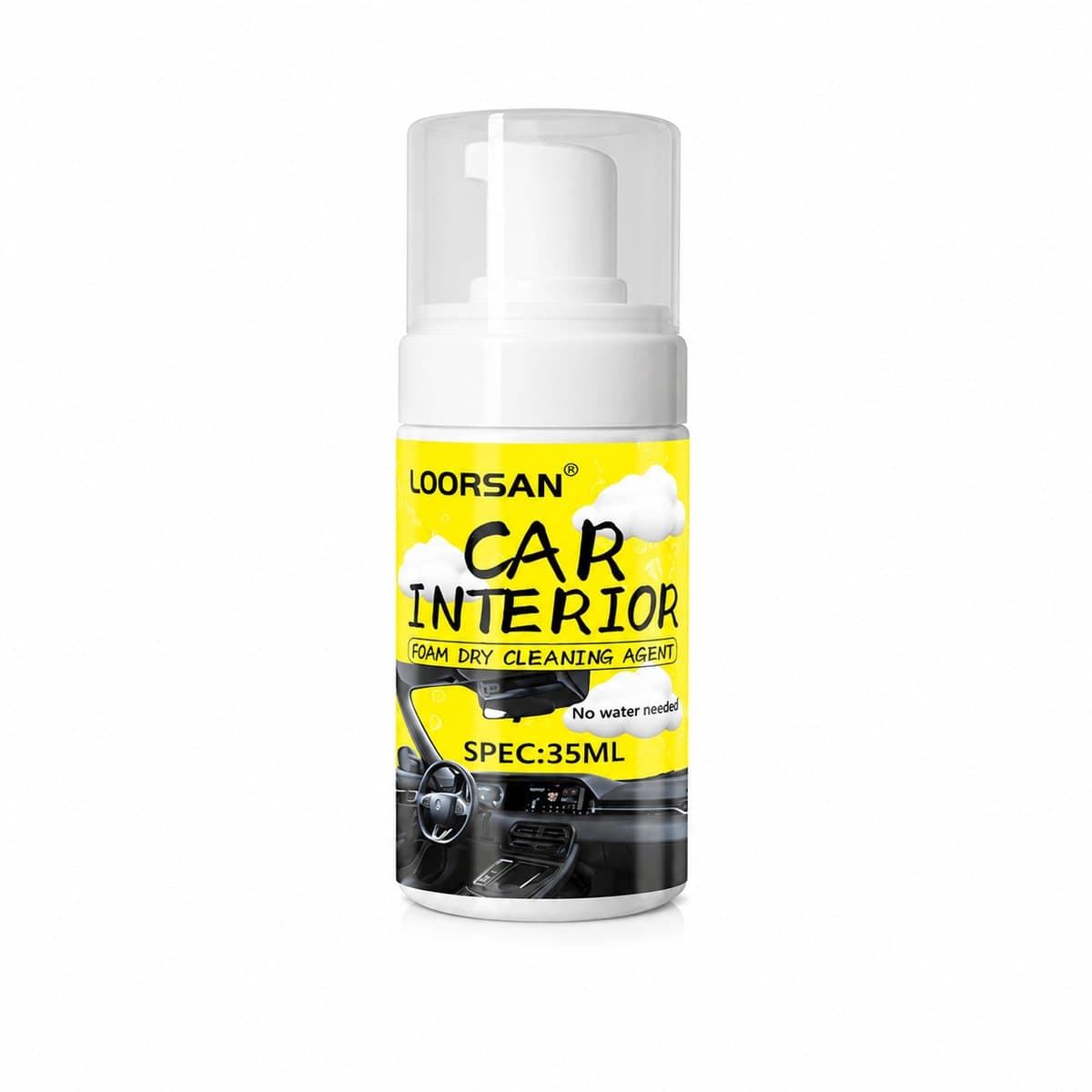 LOORSAN Auto Interieur Reiniger | Schuimreiniger Auto | Foam Cleaner Auto | Auto Stoel , Bekleding Reiniger | Dashboard Reiniger | Vlekkenverwijderaar Auto | Interieur Cleaner | Droogreiniger Auto | Citroen Geur | Car Foam Cleaner | Auto Schoonmaak