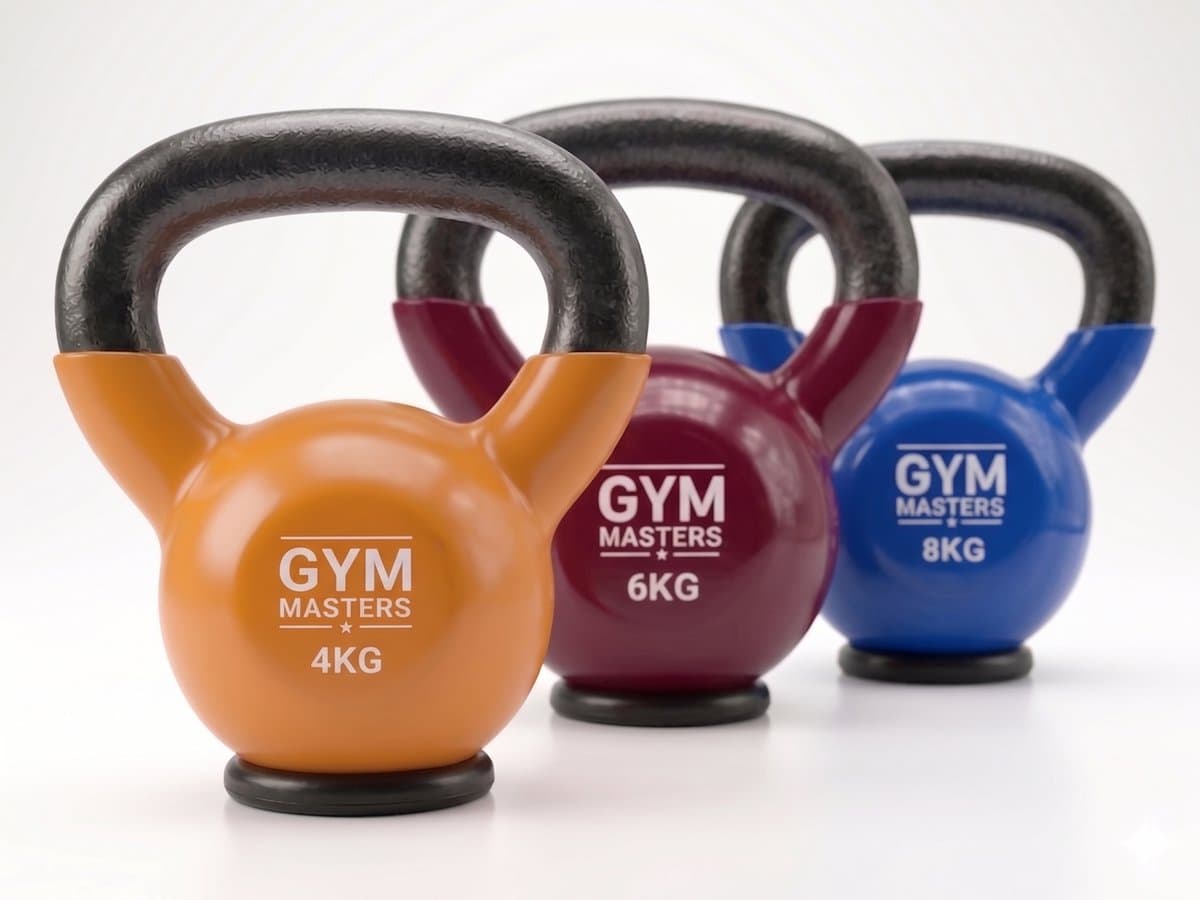 Gym Masters Kettlebell Set 4-6-8 kg – Vinyl Kettlebells – Rubberen Bodem – Optimale Vloerbescherming & Veilig Trainen – Premium Fitness Set Thuis