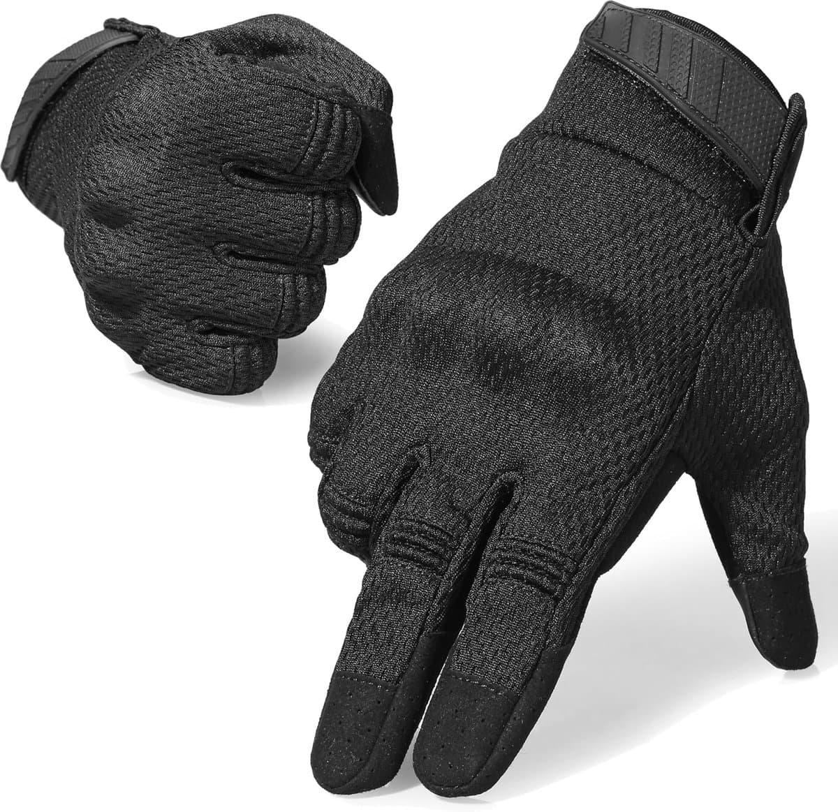 Motorhandschoenen heren - Zomer - Ademend & Geperforeerd - Touchscreen functie - Synthetisch leer - Knokkelbescherming - Maat L - Zwart