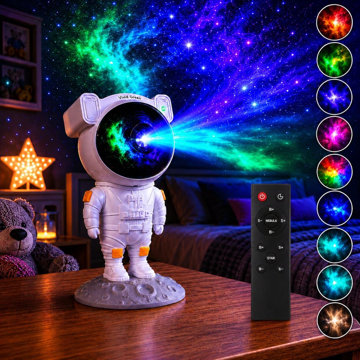 Vivid Green Astronaut sterren projector - Galaxy - Sterrenhemel projector