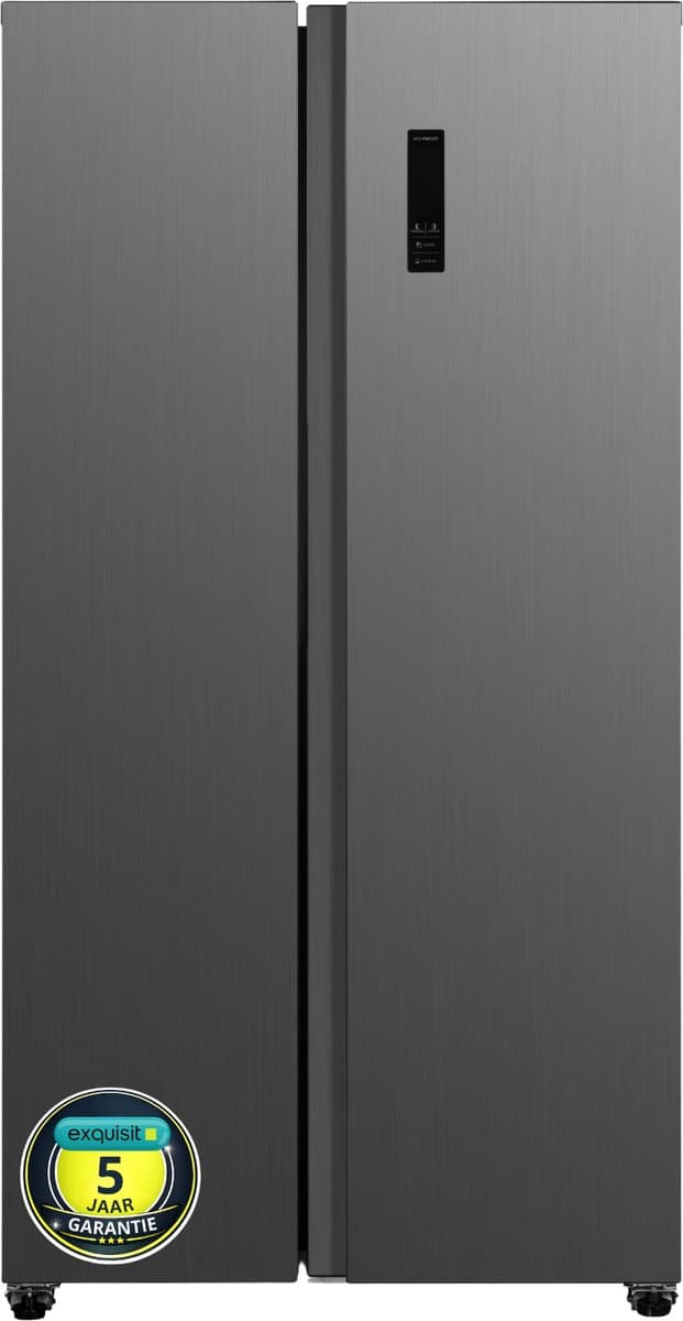 Exquisit CDJ445-041EG - Amerikaanse koelkast - Met Display - 5 Jaar Garantie - Ice-Twister - Snelvries functie - No Frost - 442 Liter - Inox