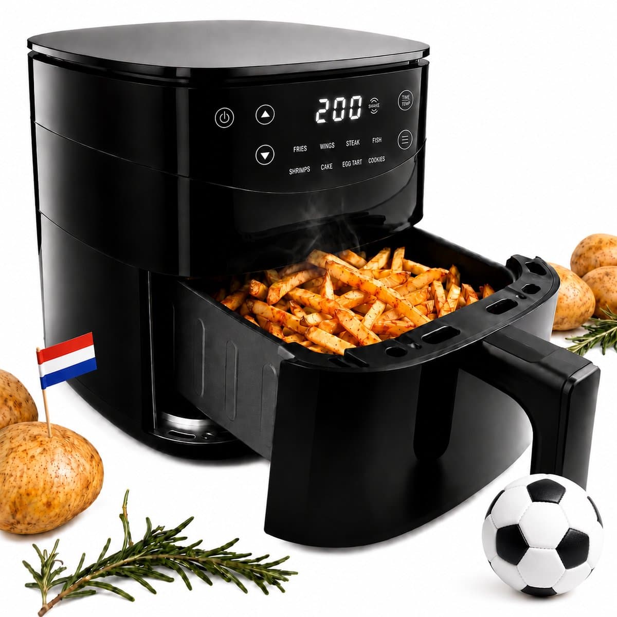 Vivid Green Airfryer 3L – 2 tot 3 Personen – PFAS-vrij – 8 Programma’s – Digitaal Display