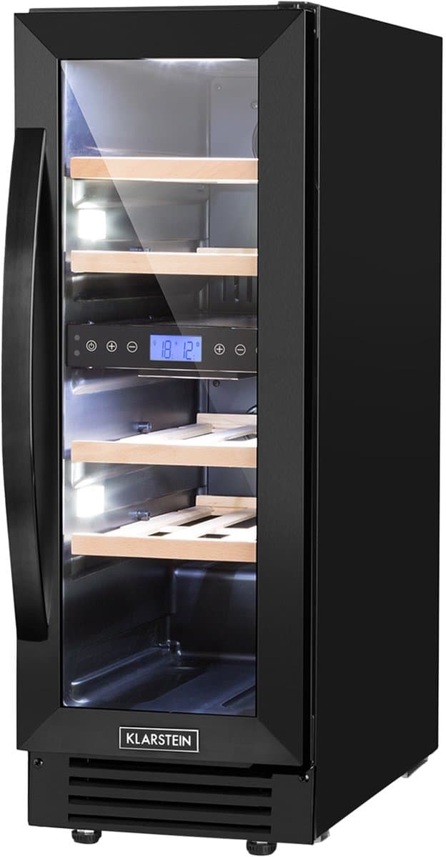 Klarstein Wijnkoeler Vinovilla 17 Built-In Duo twee zones wijnkoelkast 53l 17 fl. 3-kleuren glazen deur - Wijnklimaatkast - 29.5 cm - 2 Zones Vrijstaand Inbouw - Wit - glas - Rood - Wijnkast - Wine Cooler - Wine Fridge