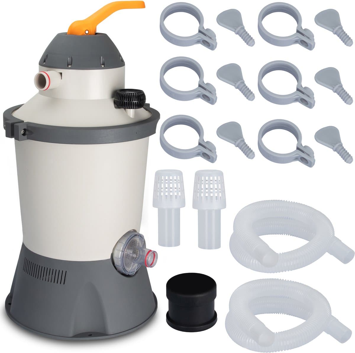 COIL Poolfilterpomp 3028 L/u met Slangen en Klemmen – Zandfilterpomp 90W voor Zwembad – Complete Filterset
