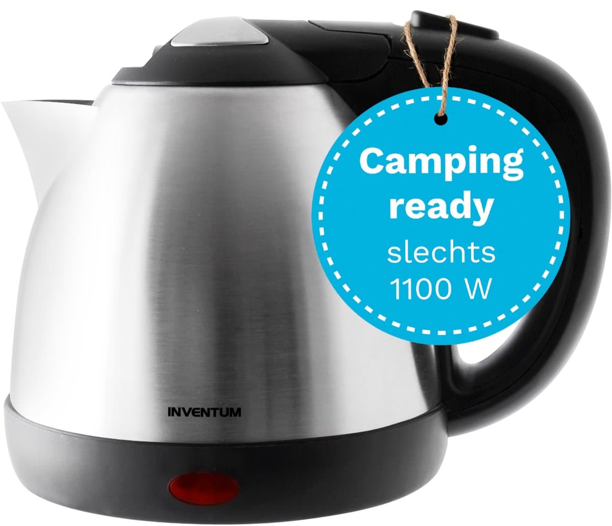 Inventum HW508 Mini Waterkoker - Inhoud 0,8 liter - Roestvrijstaal - 1100 watt - Reiswaterkoker - Geschikt voor camping - RVS/Zwart