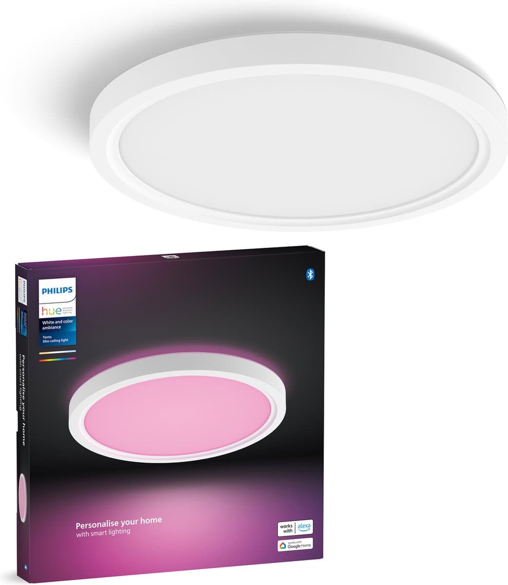 Philips Hue Tento plafondlamp - wit en gekleurd licht - rond - wit - Ø30 cm