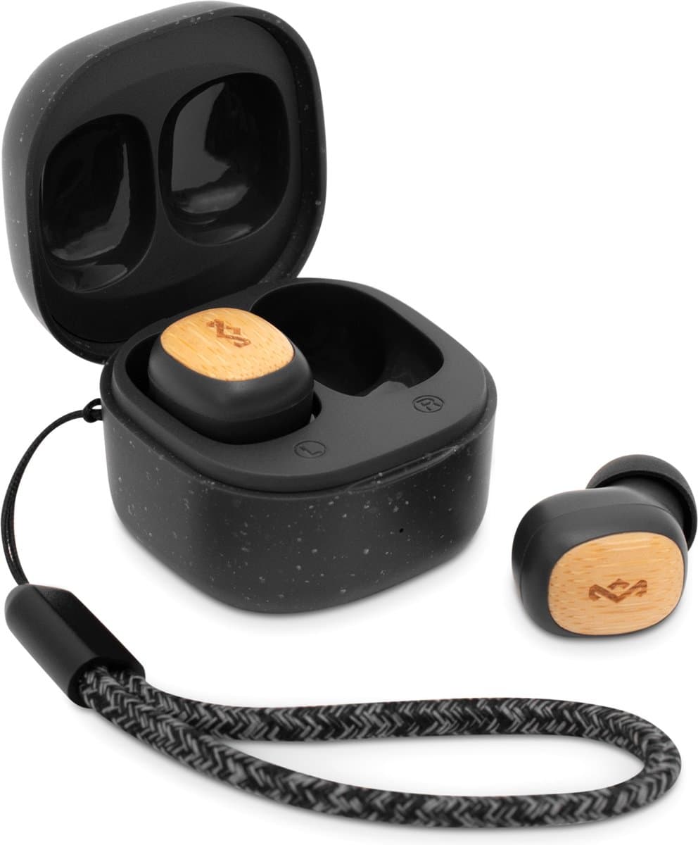 House of Marley Smile Jamaica TWS Draadloze oordopjes - Bluetooth - 14 uur Batterijduur - Met Microfoon - Oortjes Draadloos - Gemaakt van Duurzame Materialen - Zwart