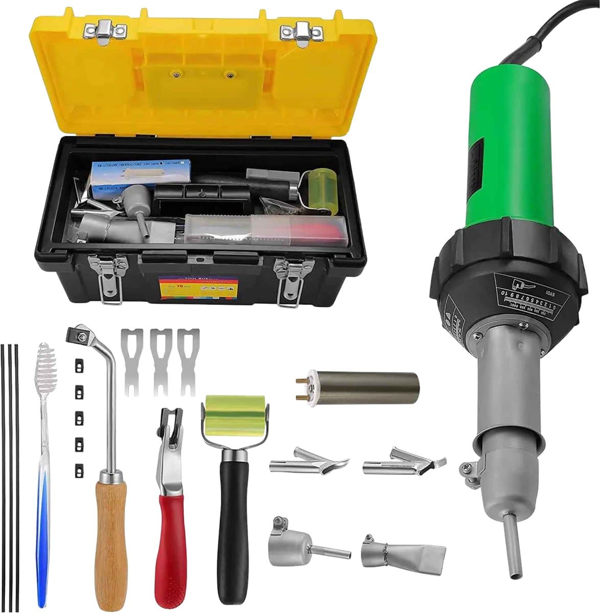 Kunststof Lasmachine 1600W – Plastic Lasapparaat met Variabele Temperatuurregeling – Professionele Hete Lucht Lasmachine Kit met Accessoires