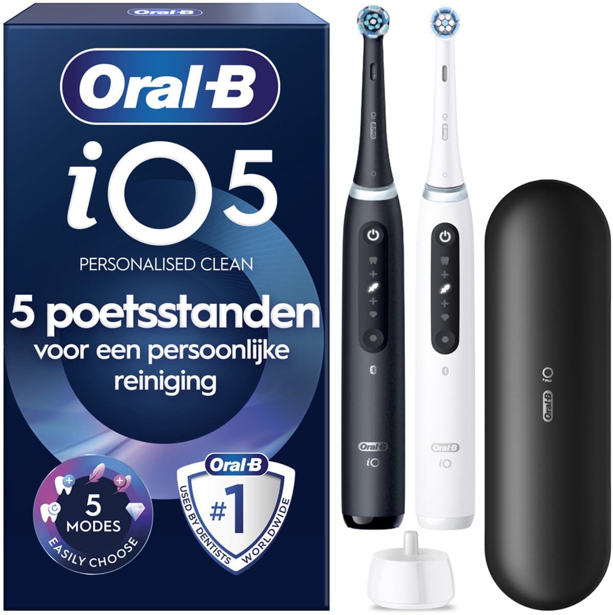 Oral-B iO 5 - Black & White - Elektrische Tandenborstels - Ontworpen Door Braun