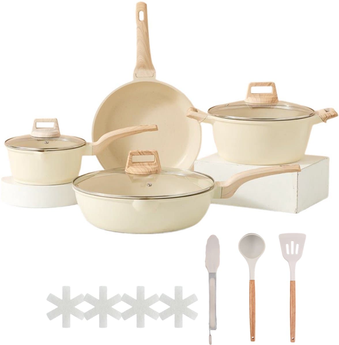 Livista Pannenset 14-Delig Wokpan Koekenpan Soeppan Steelpan