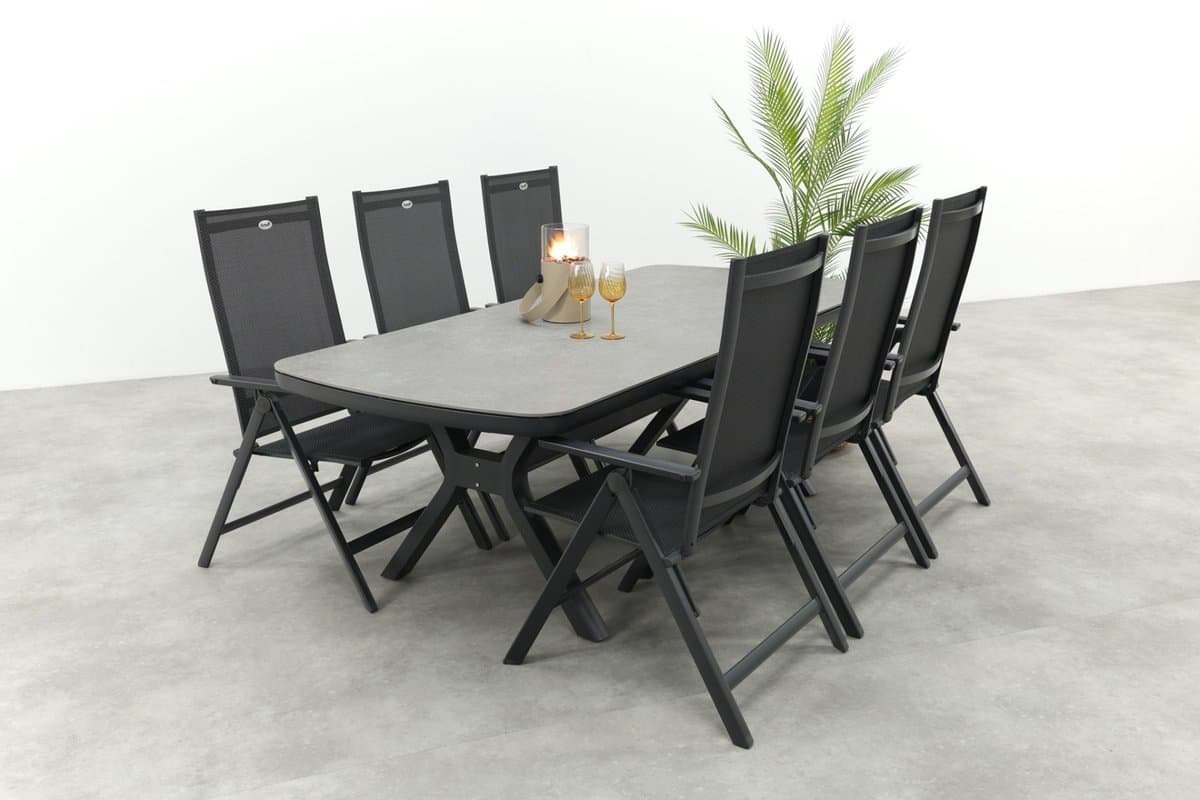 Hartman Napoli/Ponto verstelbare tuinset voor 6 personen 220x100 cm. - Antraciet
