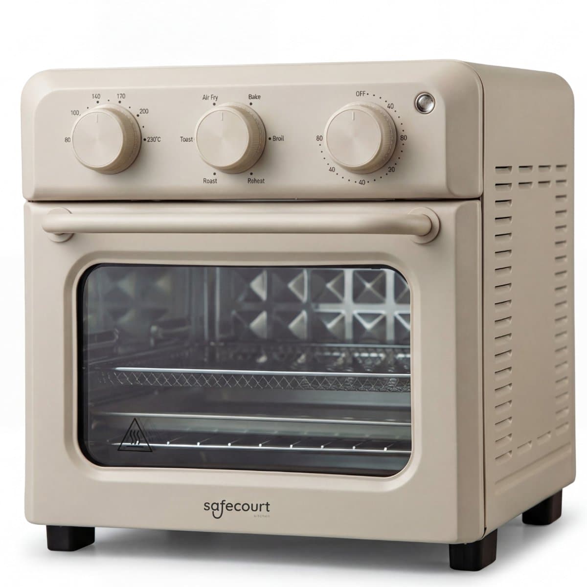 Safecourt 6-in-1 Airfyer oven - 100% PFAS-vrij - 6 programma’s - 80 tot 230 graden - Airfryer, bakken, roosteren, toasten, grillen & opwarmen - Beige