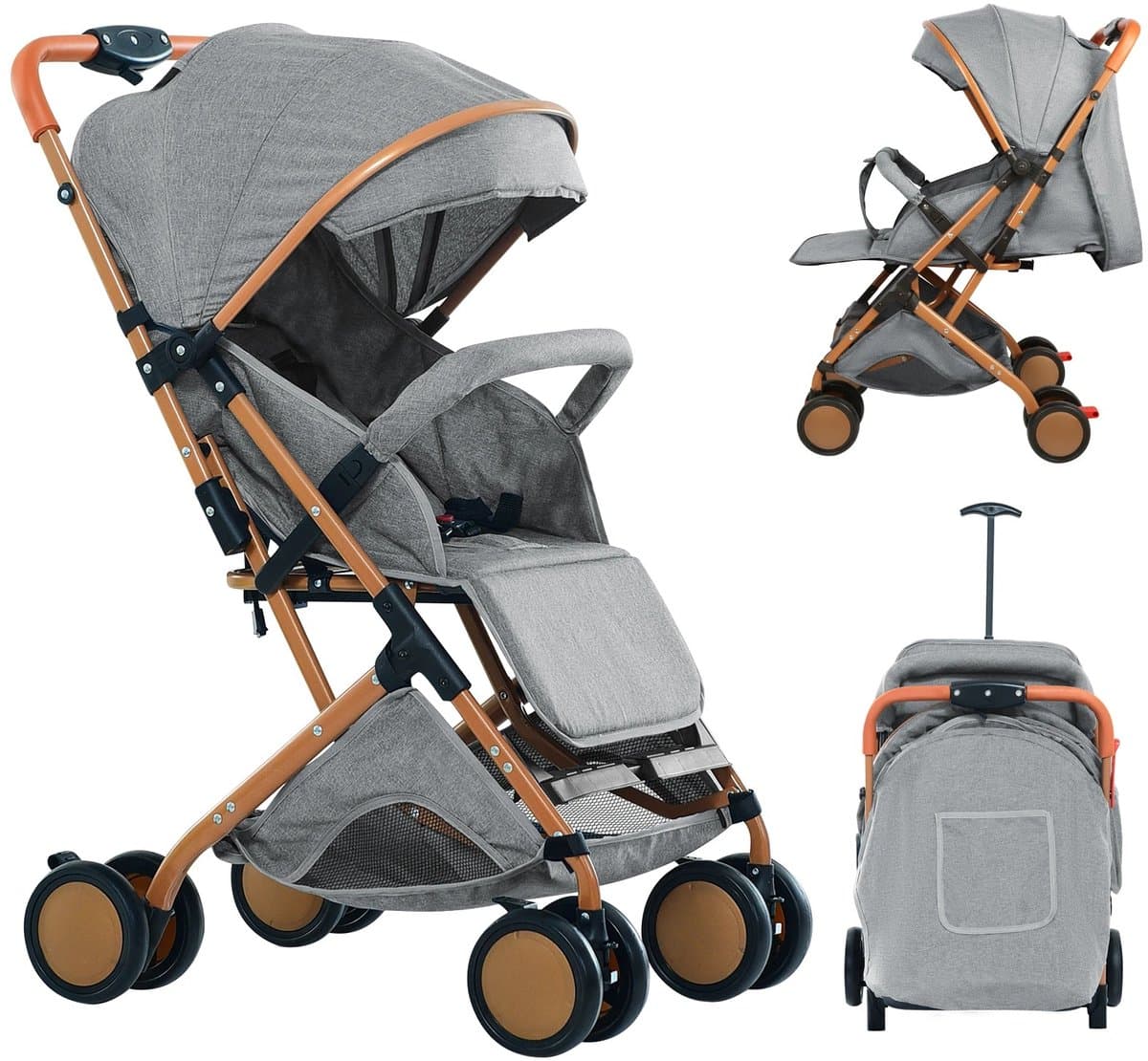 Kinderwagen - Buggy - Grijs - Opvouwbaar - met Opbergmand - Kinderwagens - Kinderwagen 2 in 1