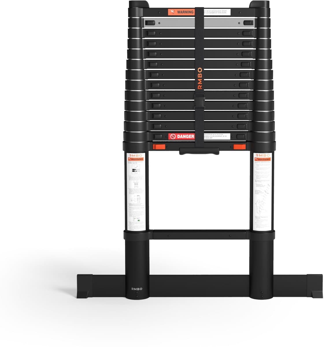 RMBO Telescopische Ladder - Telescoopladder - 4.40m lang, Compact en Draagbaar met Soft Closing Systeem, Geschikt voor Particulier en Professioneel Gebruik, Telescopische Vouwladder, Max. Belasting 150 kg, EN 131.6