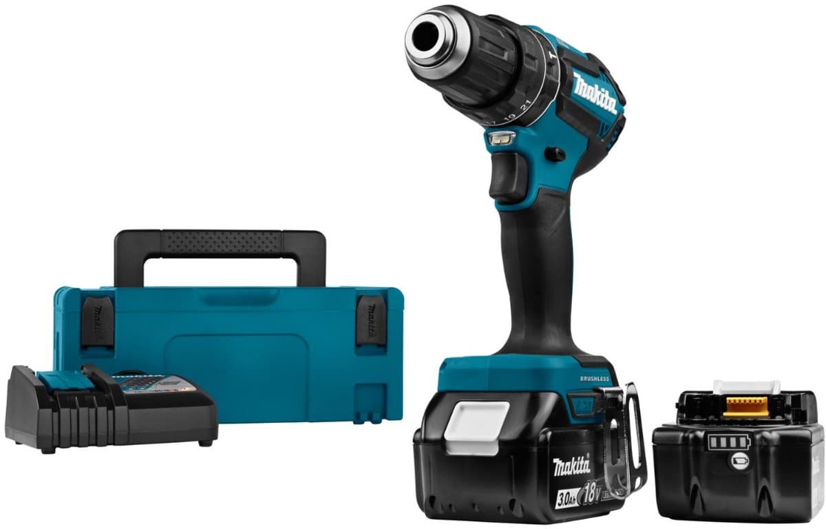 Makita DHP485RFJ 18V Li-Ion accu klopboor-/schroefmachine set (2x 3.0Ah accu) in Mbox - koolborstelloos