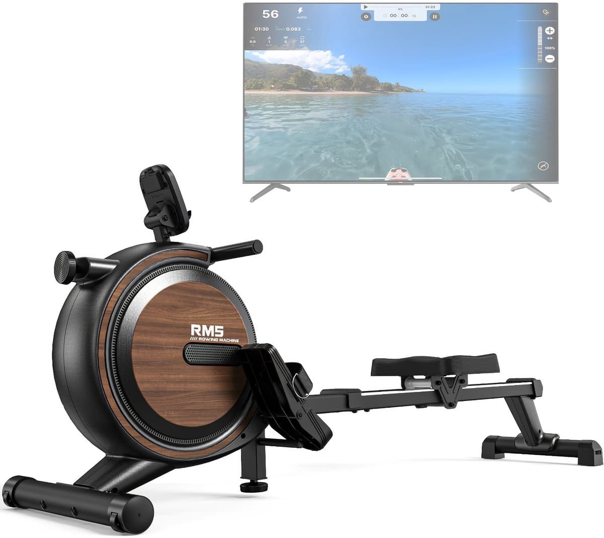 Roeimachine – Roeitrainer – Fitness Roeier – Magnetische Roeiapparaat – Thuisgym Roeimachine – 16 Weerstandsniveaus – Gewichtscapaciteit 150 kg – Draadloze Bediening – Stille Workout – Zwart