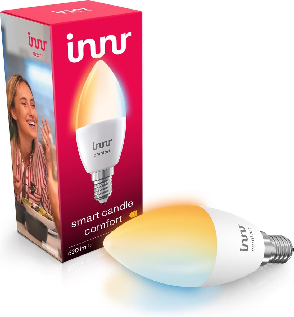 Innr smart E14 LED lamp - geschikt voor Philips Hue - Zigbee bulb - warmwit tot koelwit licht - slimme kaarslamp - dimbaar - 520 lumen - 1 pack