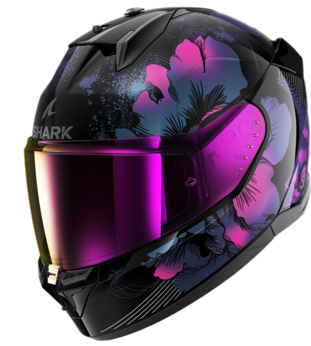 SHARK D-SKWAL 3 MAYFER Black Violet Glitter - Maat XS - Integraal helm - Scooter helm - Motorhelm - Zwart - Scooterhelmen mannen en vrouwen.