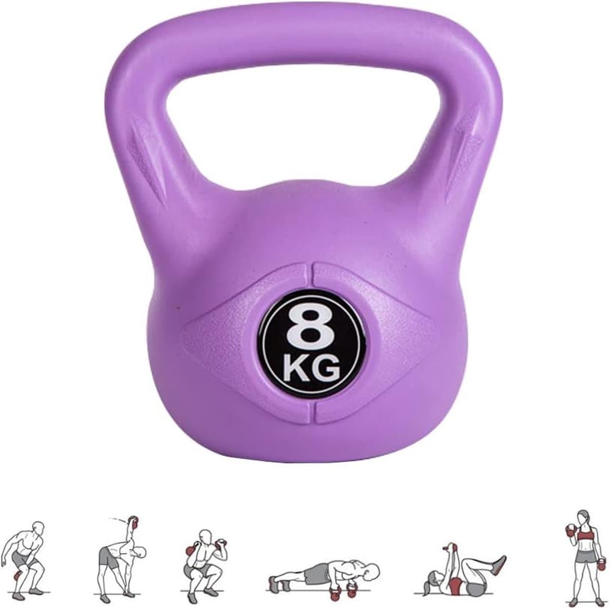 Kettlebell-gewicht van 8 kg met ergonomisch handvat, Kettlebell-halter voor spiertraining thuis en in de sportschool.