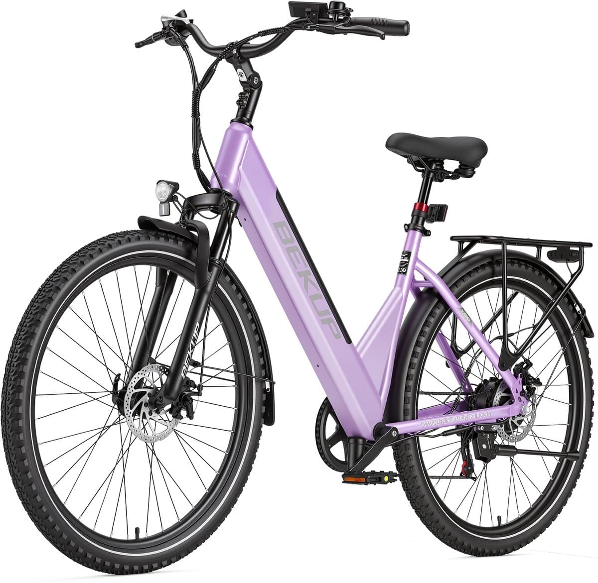 Elektrische Fiets Lage Instap -28 inch Comfort Stadsfiets-75 km Actieradius-Uitneembare Accu-Verende Voorvork-Verende Zadelpen-Shimano 7 Versnellingen-Mechanische Schijfremmen - Avondroze