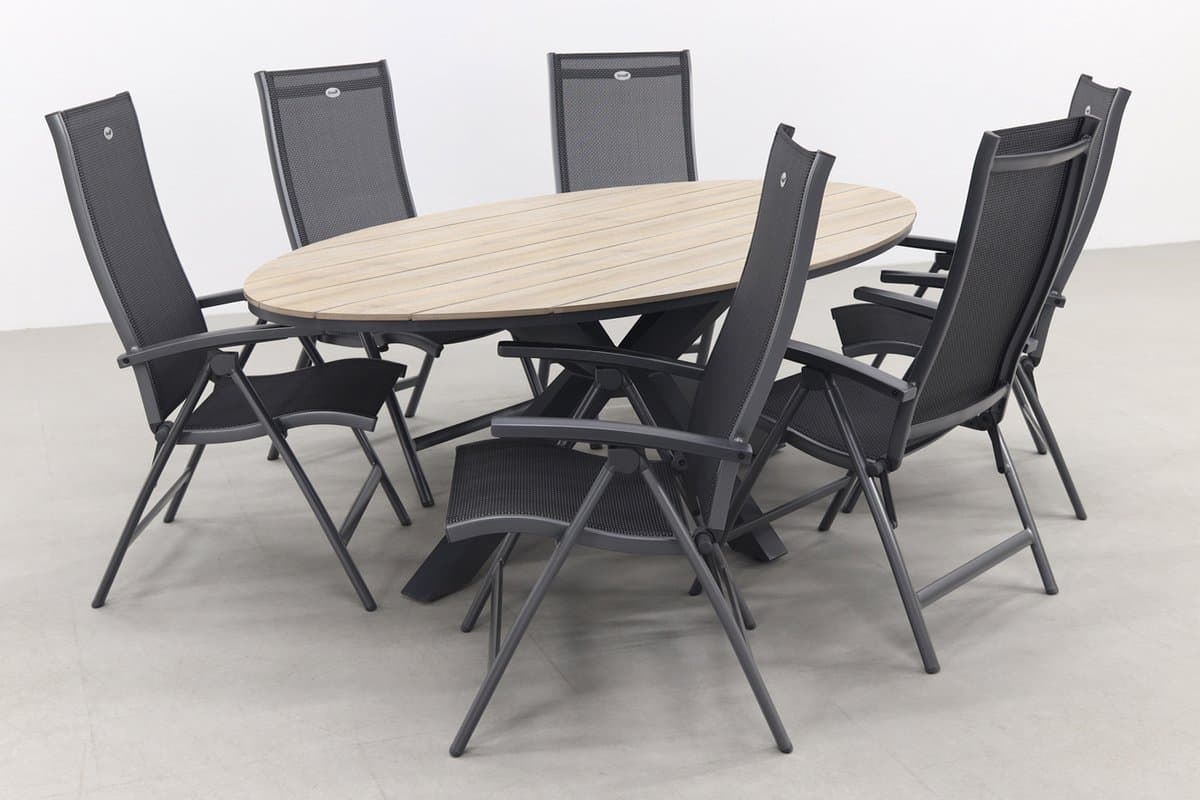 Hartman Salvatore/GI Edison 6-persoons ovale verstelbare tuinset 220x115 cm.