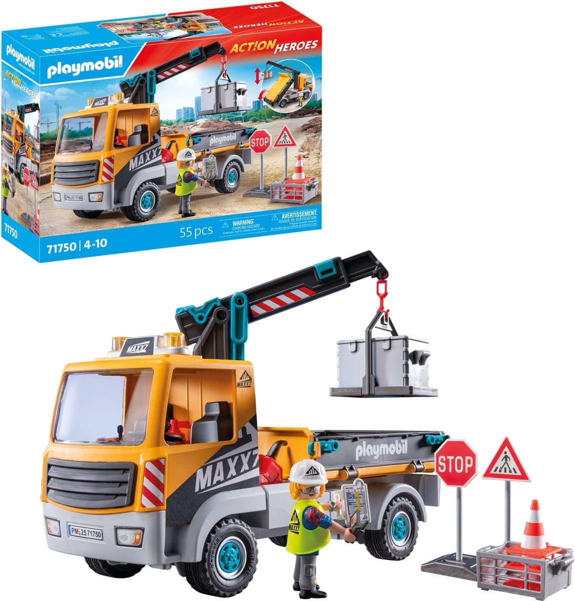 PLAYMOBIL Action Heroes Vrachtwagen met kraan 71750