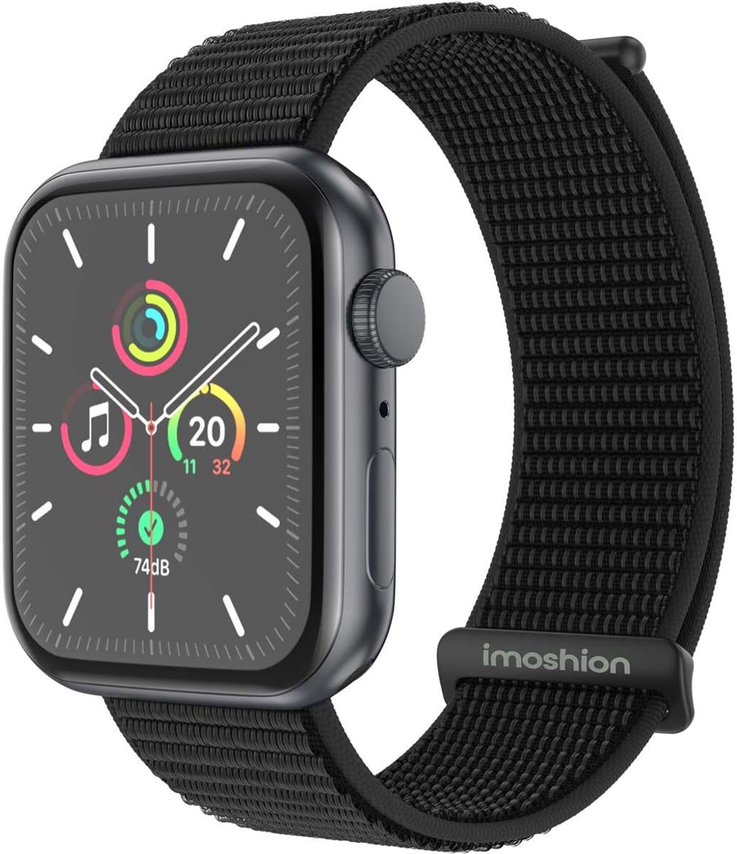 Nylon bandje - Geschikt voor Apple Watch 1, 2, 3, 4, 5, 6, 7, 8, 9, 10, 11 (42 mm), SE - 38/40/41 mm - Zwart