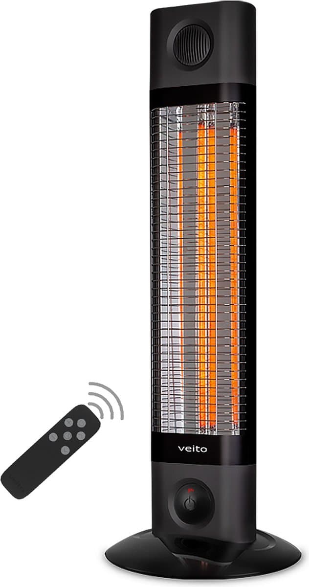 Veito CH1800 RT - Zwart - Energiezuinige Carbon Infrarood Verwarming - Elektrische Kachel - Heater - Terrasverwarming - Elektrisch - Staand - 2 warmtestanden regelbaar - incl. afstandbediening - 1700W