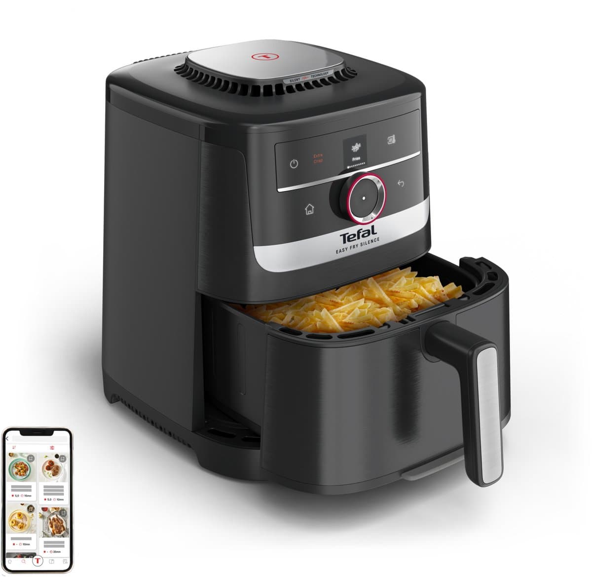 Tefal Easy Fry Smart & Silence EY5728 - Stille Airfryer XXL - 5L - 1670W - Voor 6 Personen