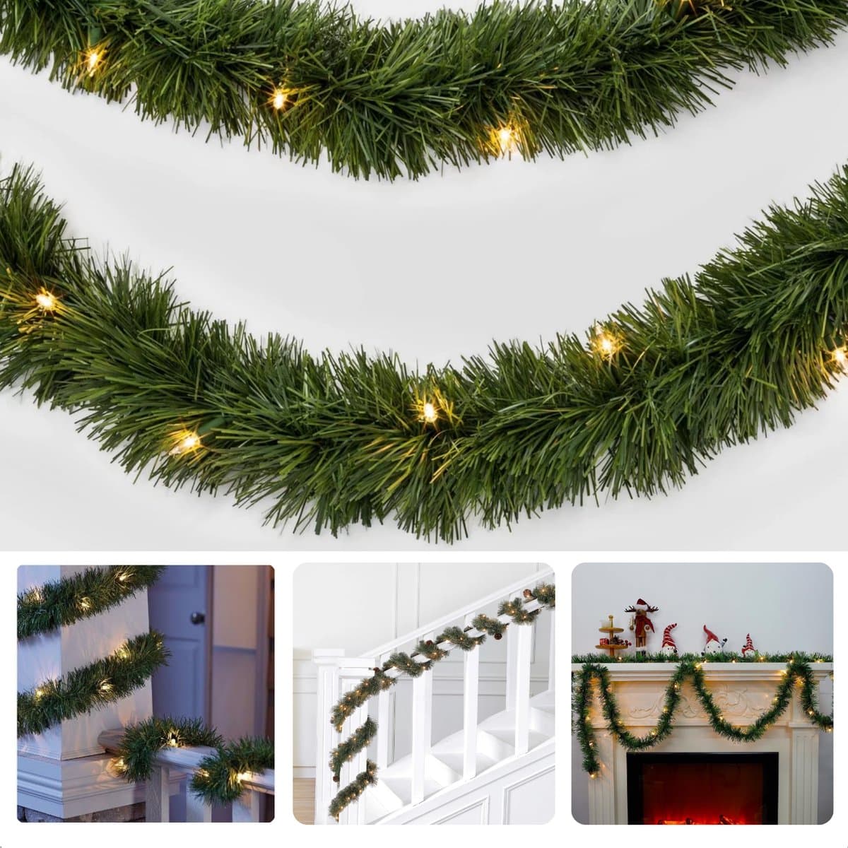 Feestelijke Kerstslinger - 270 Cm - 26 LED's - Op Batterijen - Guirlande - Kerstversiering - Kerstlampjes - Kerstboomverlichting - Kerstverlichting - Sfeerverlichting - Kerst Slinger - Warm Wit - Inclusief EBOOK