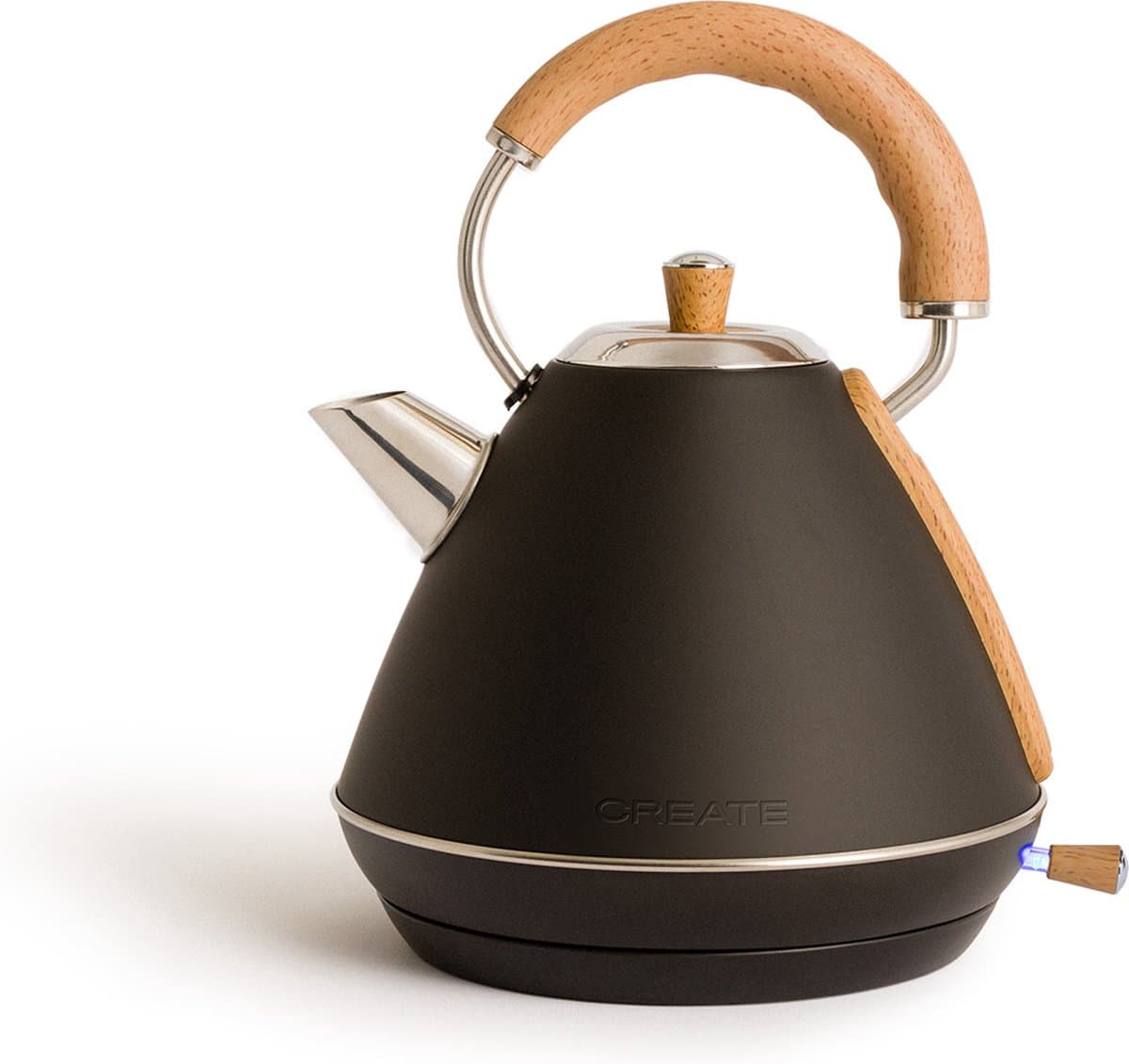 CREATE - Waterkoker 1,7 L - 2200 Watt - RVS - BPA vrij - Elektrisch - Zwart - KETTLE RETRO L